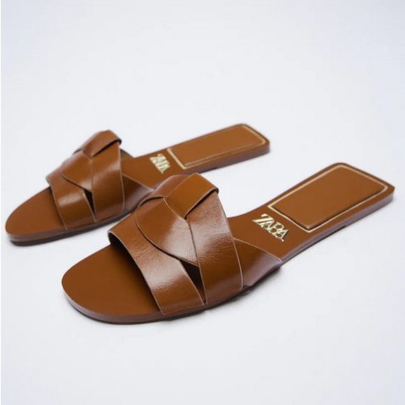 Size 10 (UK 41) Zara Slides in Brown (Saint Laurent Dupes) - NEVER WORN